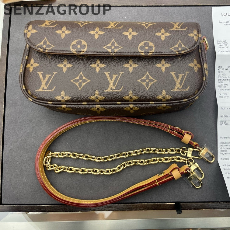 Louis Vuitton Monogram Ivy Chain Shoulder Bag Brown Gold Hardware