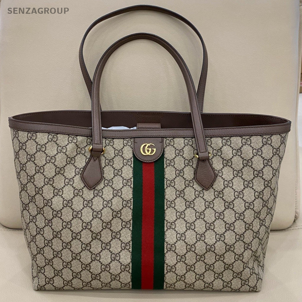 Gucci Ophidia MM Tote Shoulder Bag Beige Brown Used Women Classic
