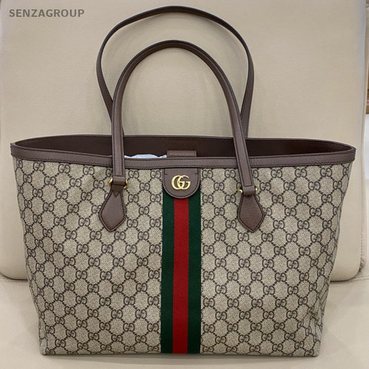 Gucci Ophidia MM Tote Shoulder Bag Beige Brown Used Women Classic