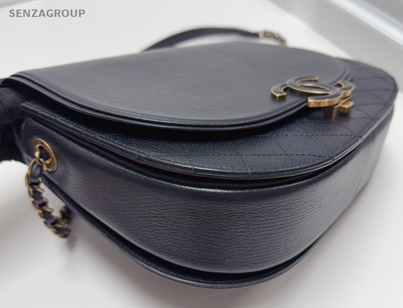 Chanel Cuba 2Way Calfskin Crossbody Shoulder Bag Black Gold Women Classic