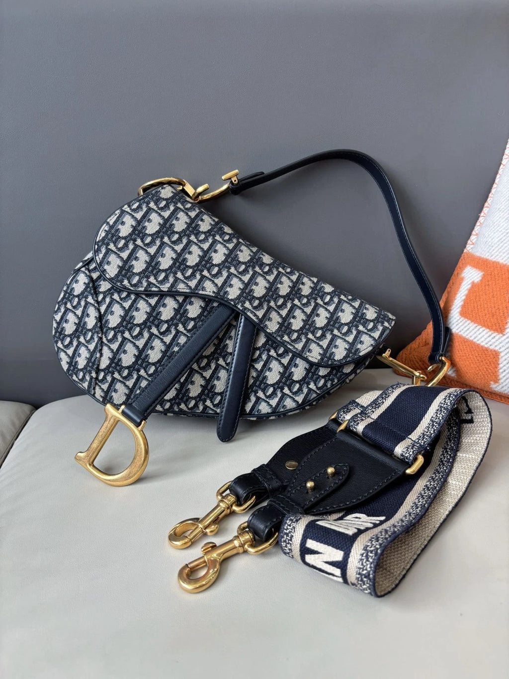 Dior Saddle Blue Shoulder Bag Crossbody Excellent