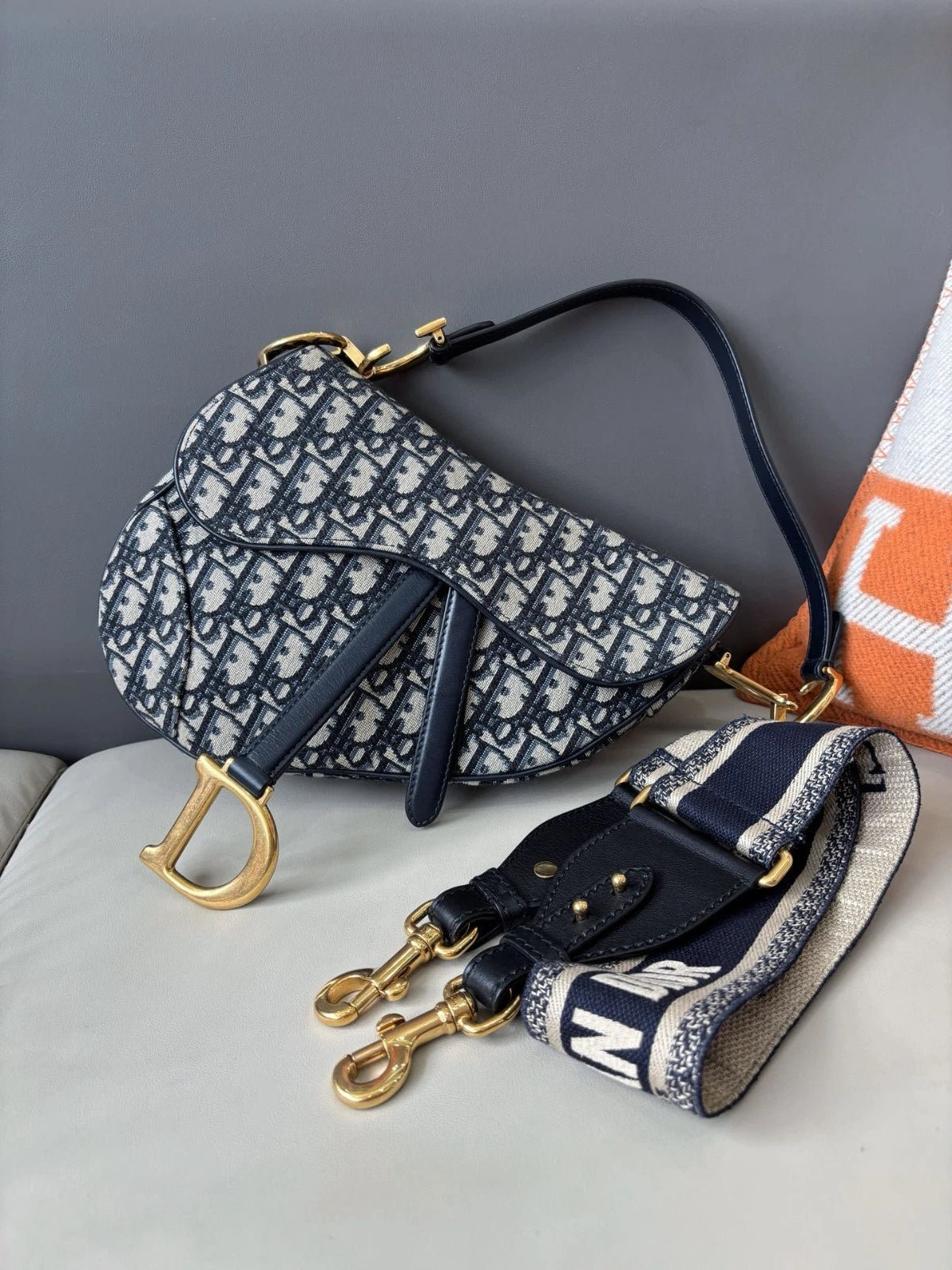 Dior Saddle Blue Shoulder Bag Crossbody Excellent