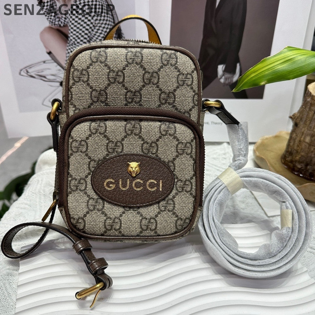 Gucci Neo Vintage GG Monogram Shoulder Crossbody Bag Brown Unisex