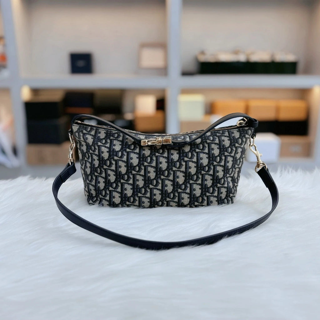Dior Oblique Embroidered Canvas Lunch Box Bag For Women