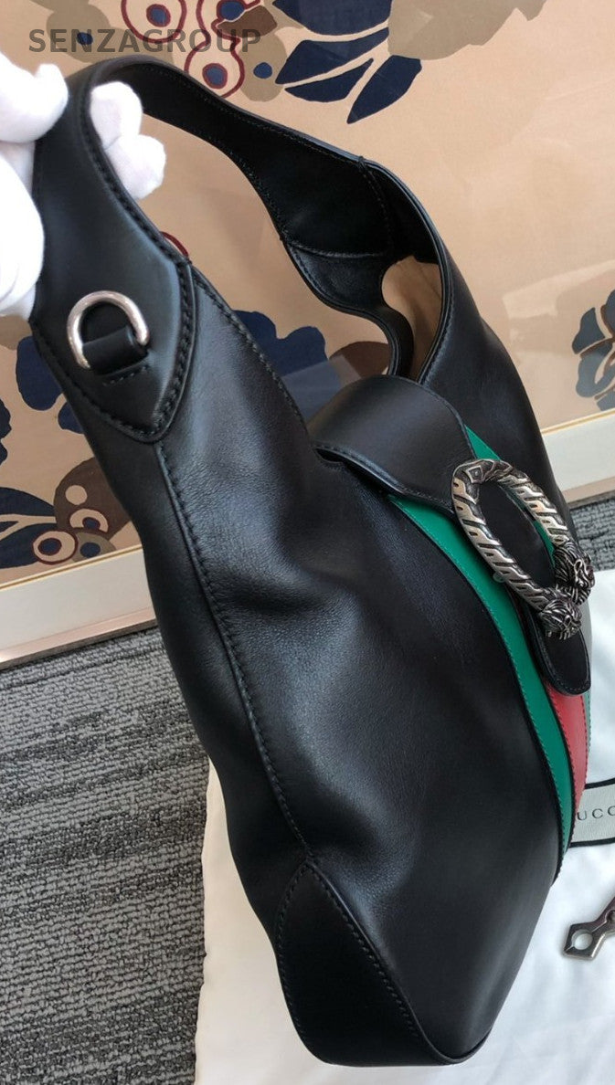 GUCCI Hobo Shoulder bag 2way Handbag Classic color combinations Women Black