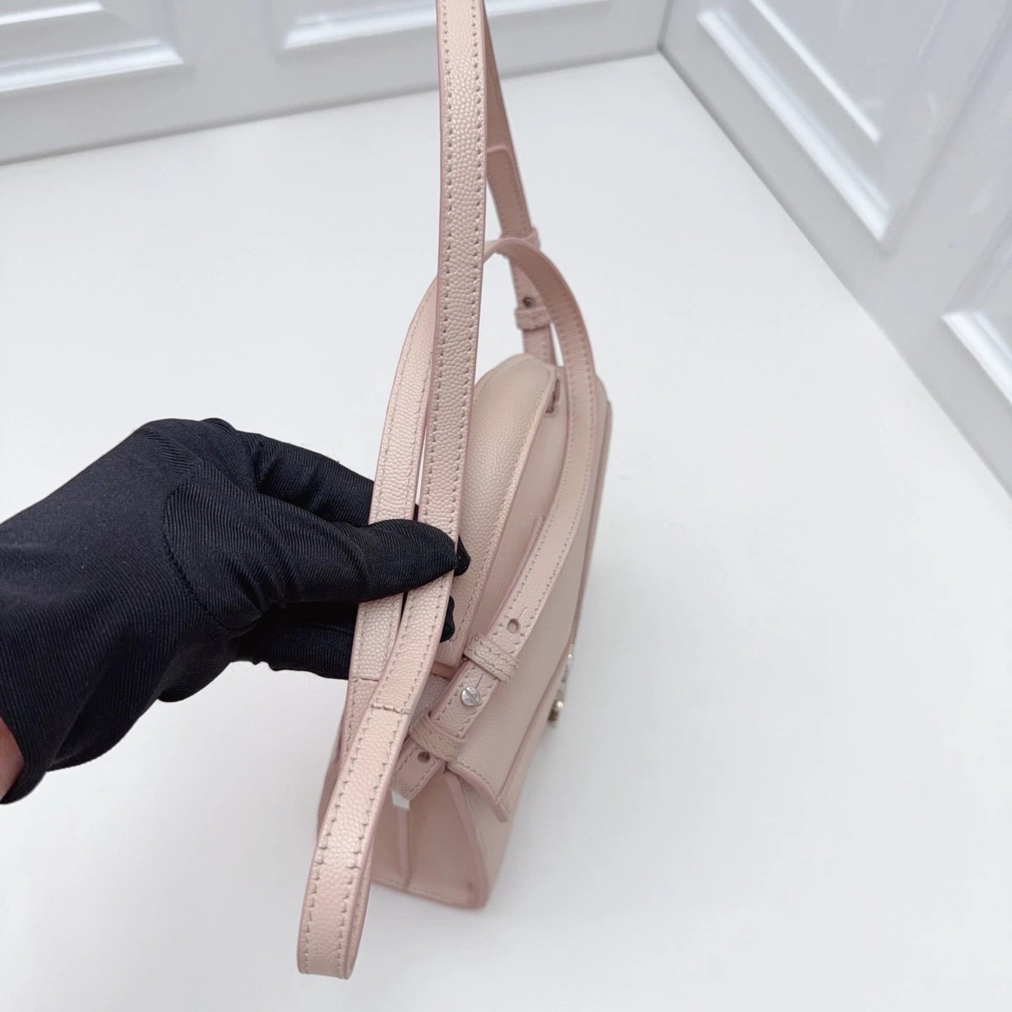 Saint Laurent Cassandra Calfskin Top Handle Crossbody Bag Pink Women Classic