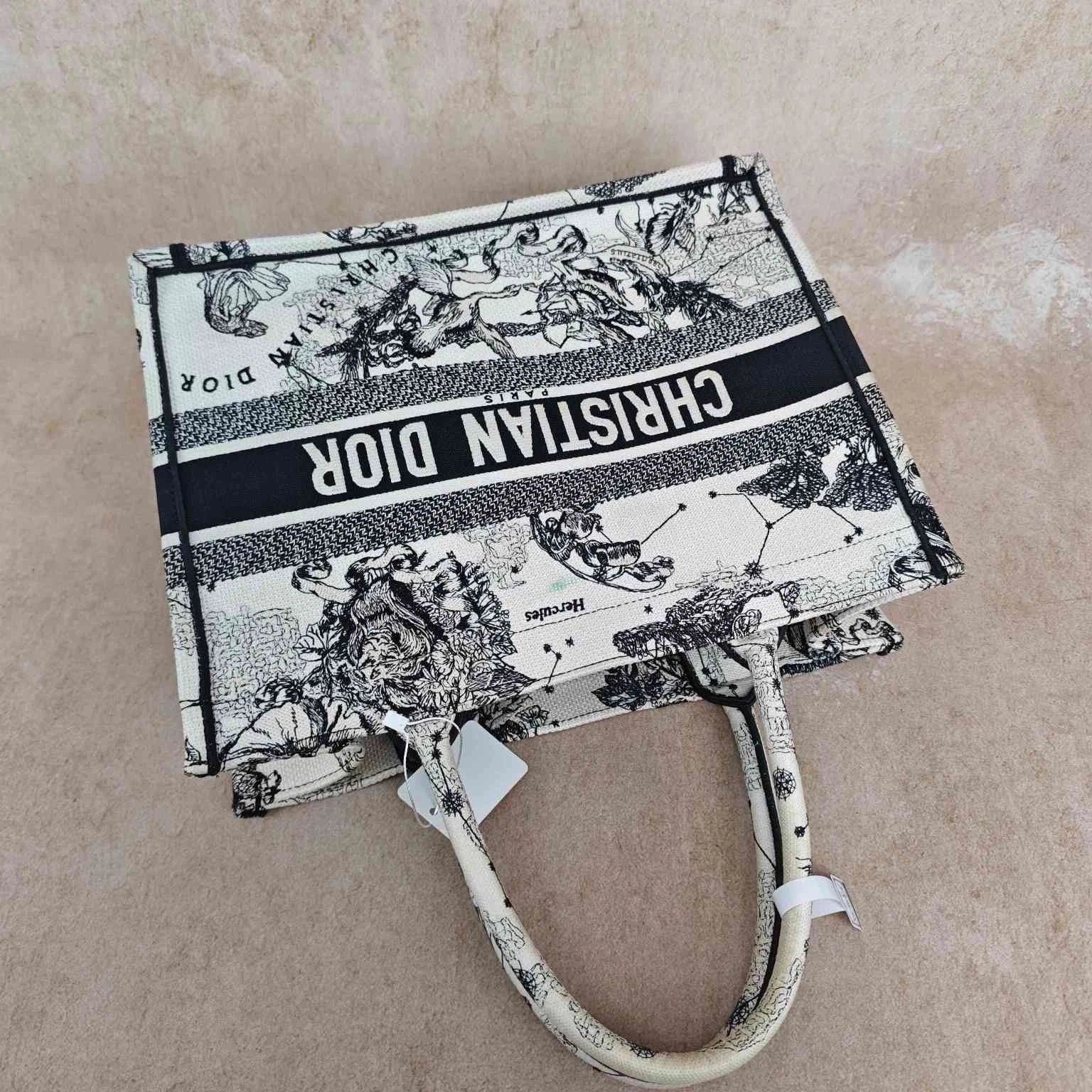 Dior Embroidered Constellation Medium Canvas Tote Handbag For Women