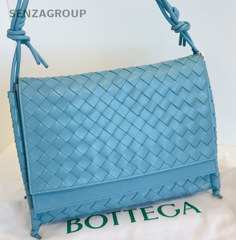 Bottega Veneta Weaving Shoulder bag Macaron blue Crossbody Almost Brand NEW
