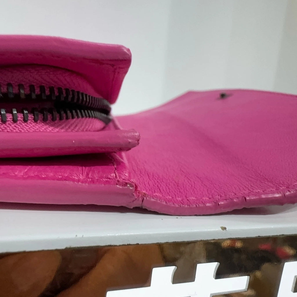 Bottega Veneta Woven Lambskin Snap Flap Long Wallet For Women Pink