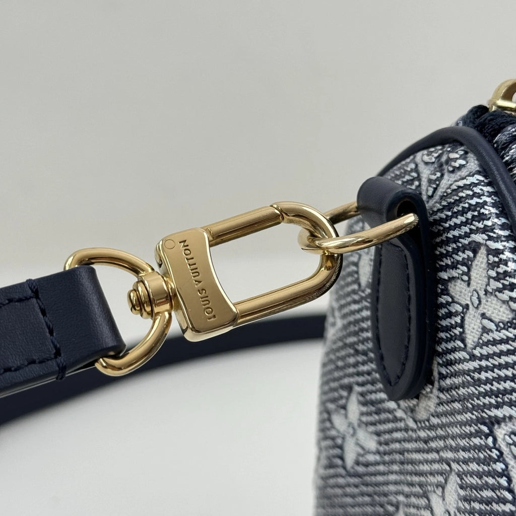 Louis Vuitton Speedy 20 Handbag Crossbody Bag Navy Blue Monogram