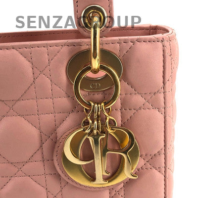 Dior Lady Dior Bag Pink Gold Lambskin Handbag Shoulder Bag Classic