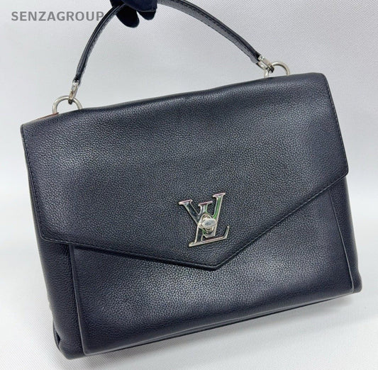 Louis Vuitton Lockme Tote Calfskin Top Handle Shoulder Crossbody Bag Women Black