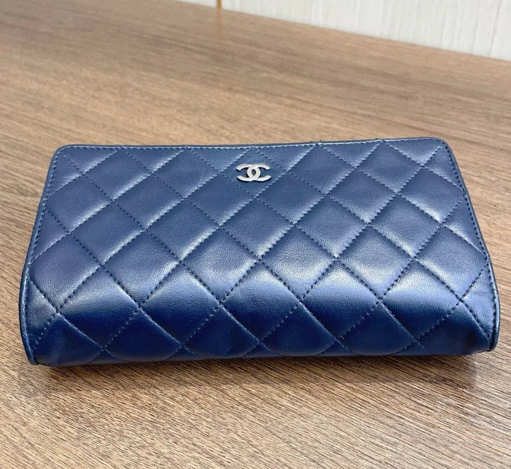 Chanel WOC Diamond Blue Shoulder Bag Crossbody Bag Sliver Hardware Women Classic