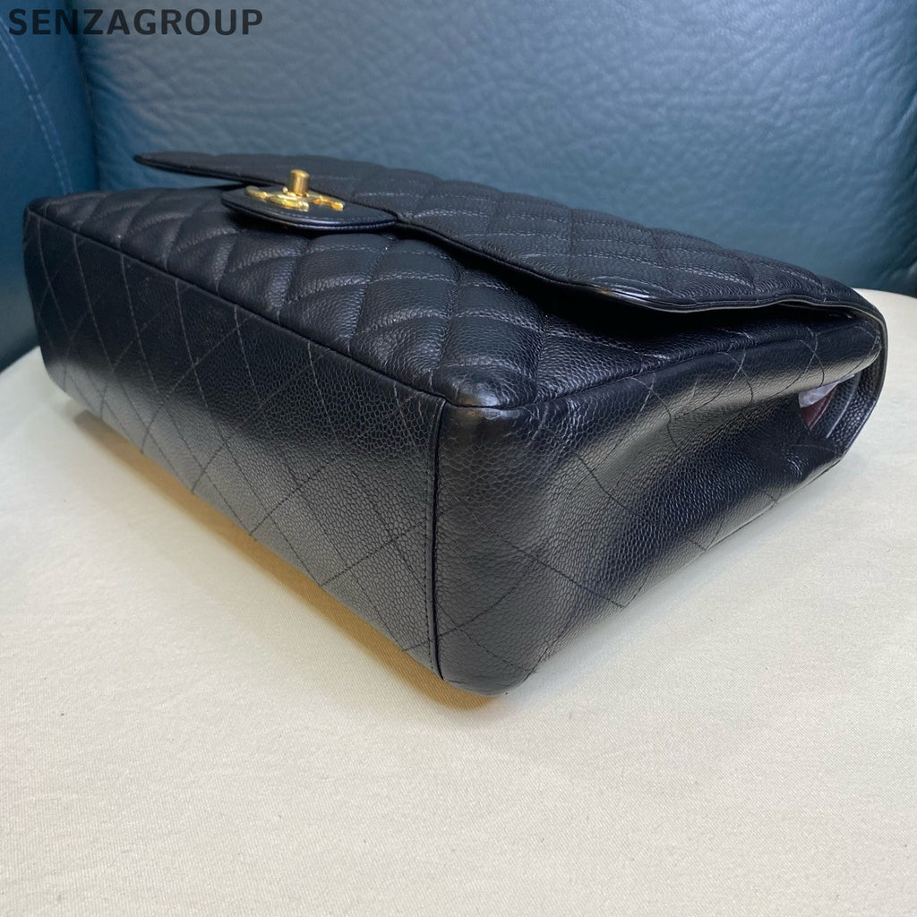 Chanel Classic Flap Maxi Black Gold Chain Quilted Shoulder Bag