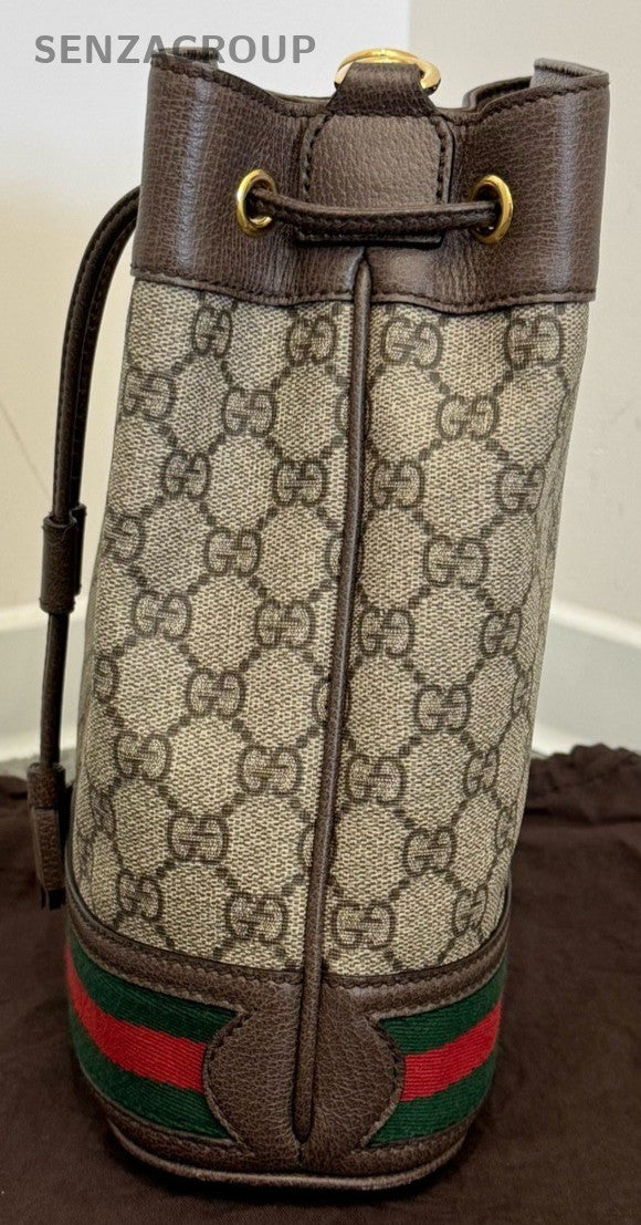 Gucci Ophidia GG Supreme Bucket Shoulder Bag Crossbody Beige Gold Women Classic