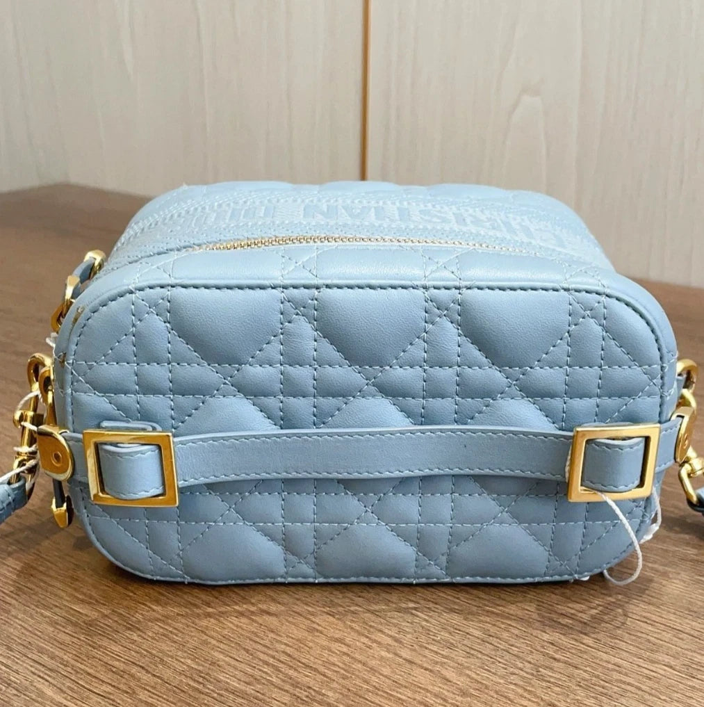 Christian Dior Vanity Case Blue Crossbody Bag Shoulder Bag Top Handle Bag Women