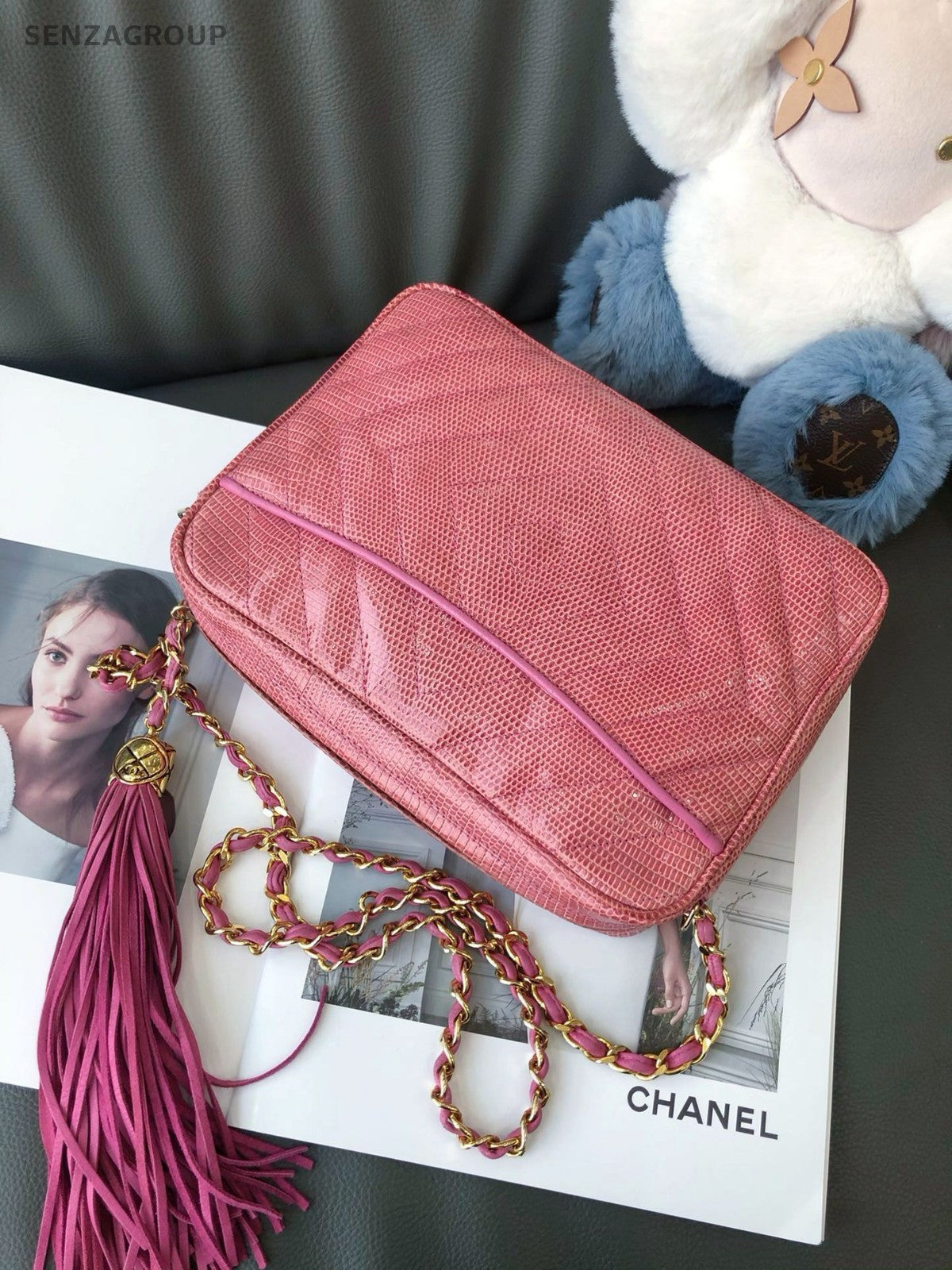 CHANEL Camera bag Lizard skin Chain Shoulder bag Pink Women