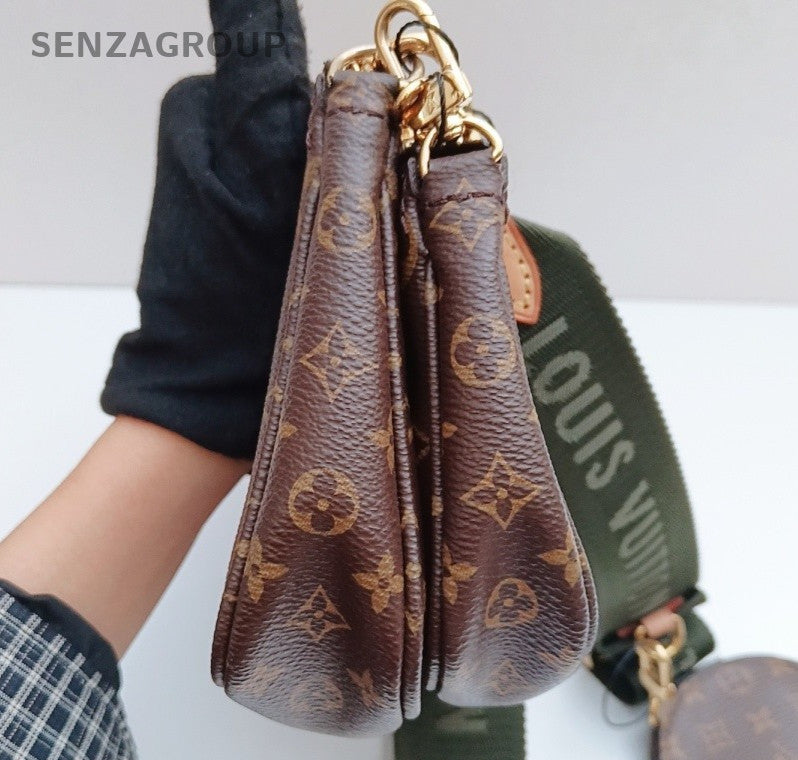 Louis Vuitton Monogram Chain Shoulder Bag Brown Gold Used Women Classic