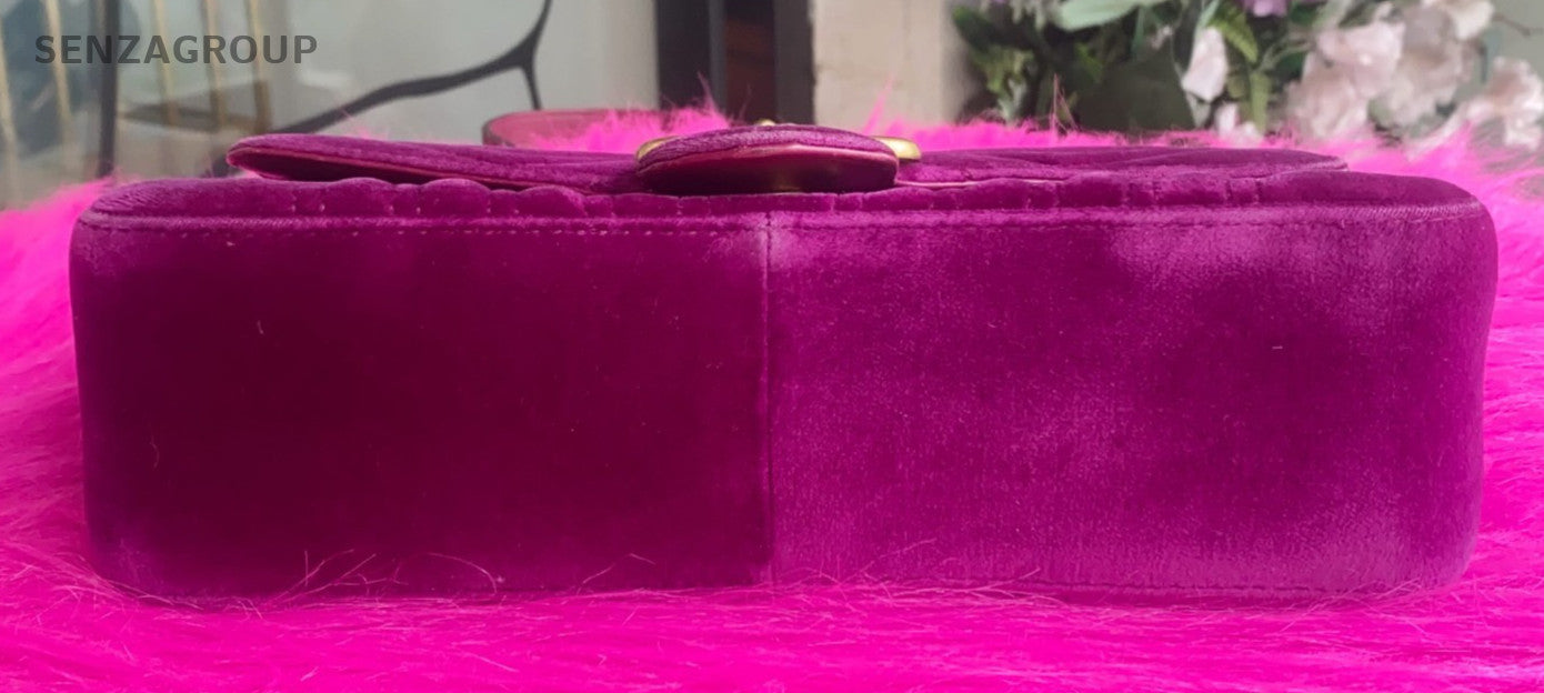 GUCCI GG Marmont 26 velvet Chain Shoulder bag Women Purple Gold