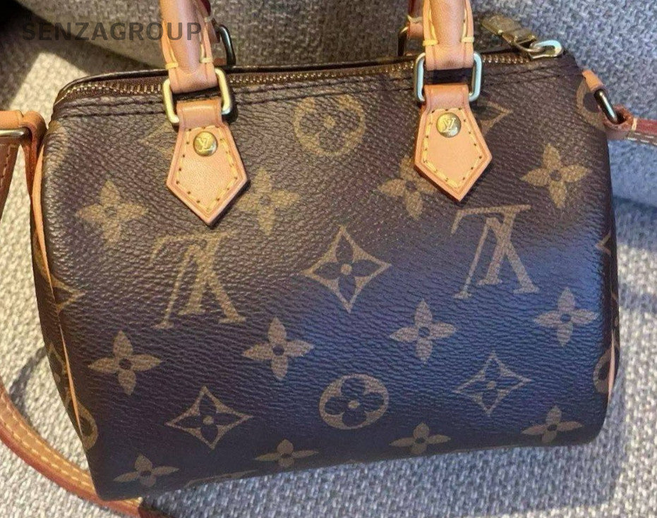 Louis Vuitton Speedy Nano Monogram Top Handle Bag Crossbody Brown Women Classic