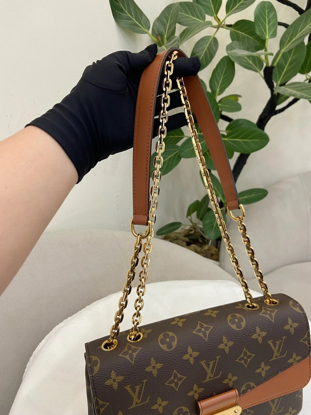 Louis Vuitton Marceau Chain Shoulder Bag Crossbody Brown Gold Women Classic