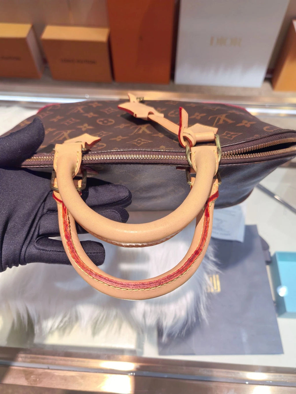 Authentic Louis Vuitton Canvas Alma Top Handle Bag For Women