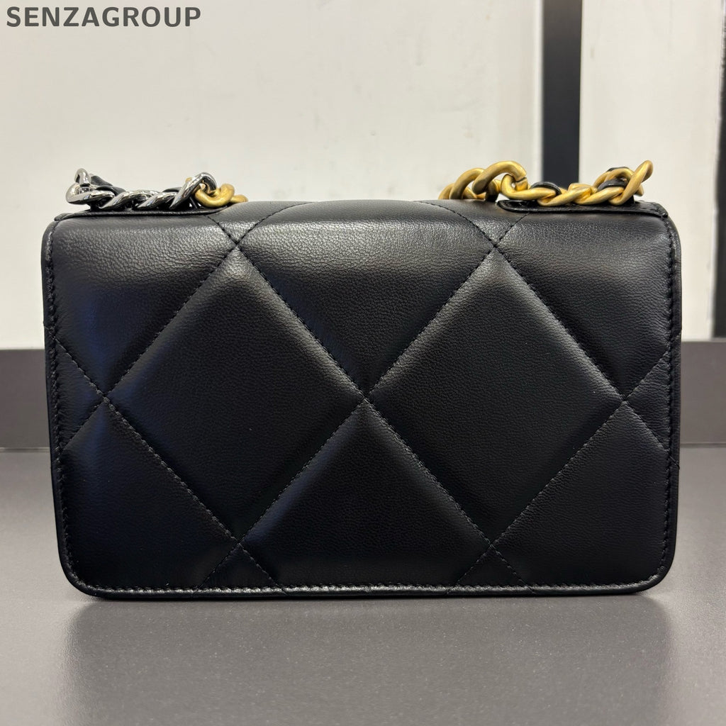 Chanel Black Gold 19 Bag WOC Lambskin Chain Shoulder Crossbody Bag