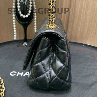 Chanel Black Caviar Coco Handle Mini Chain Bag