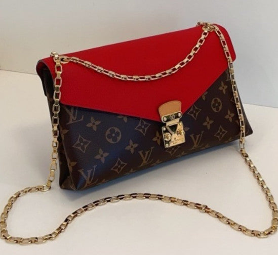 Louis Vuitton Pallas Chain Monogram Shoulder Crossbody Bag Red  Almost Brand New