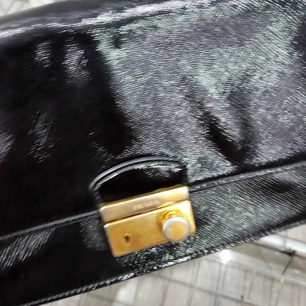 PRADA Black Gold Crossbody Shoulder Bag For Women