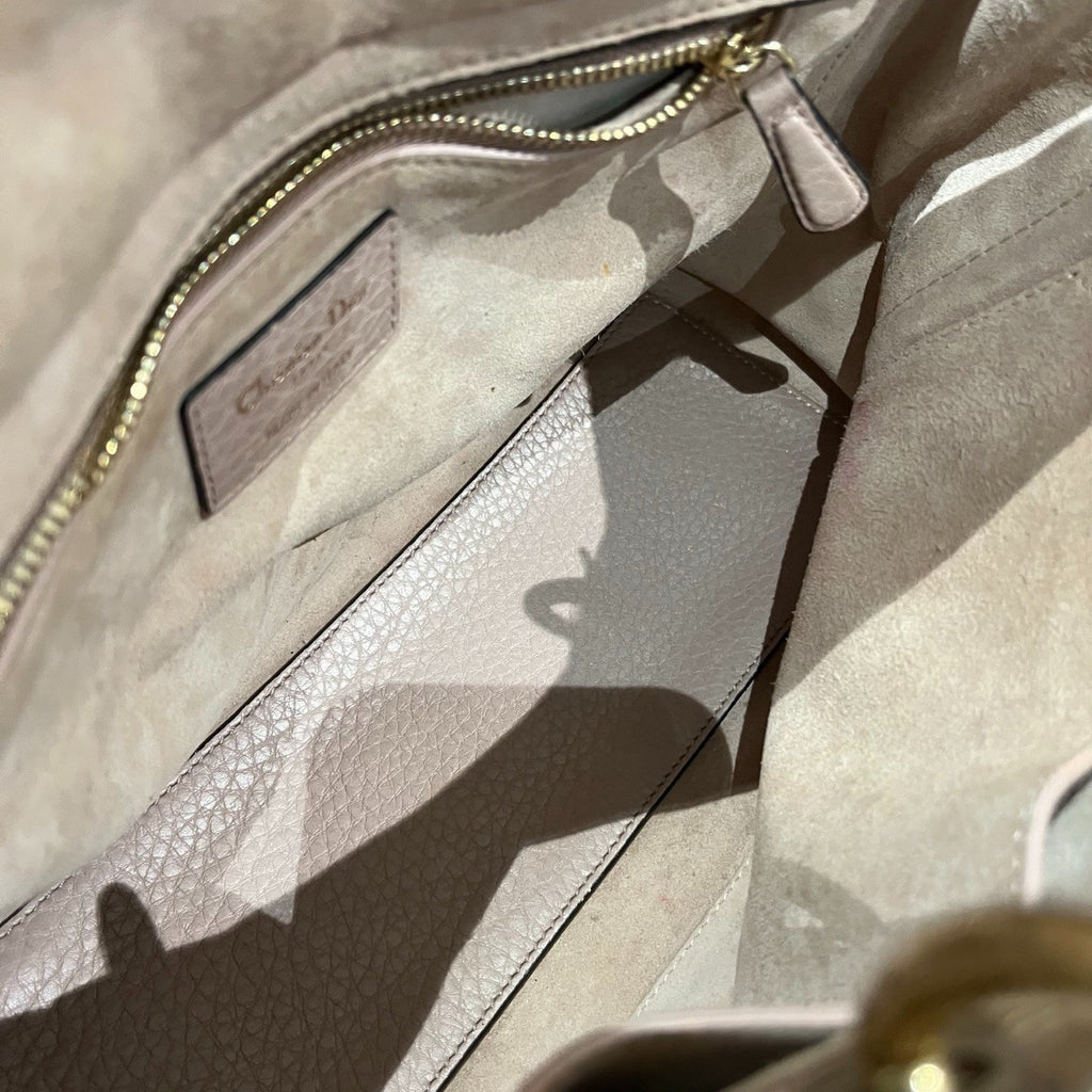Christian Dior Lady Dior Cannage Top Handle Crossbody Pink Gold Women Classic
