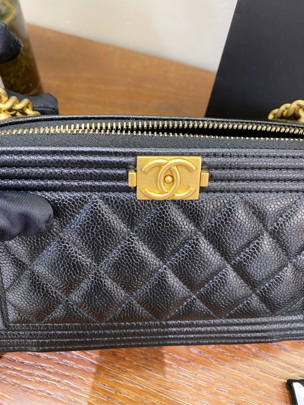 CHANEL LeBoy Black Gold Crossbody Bag For Women
