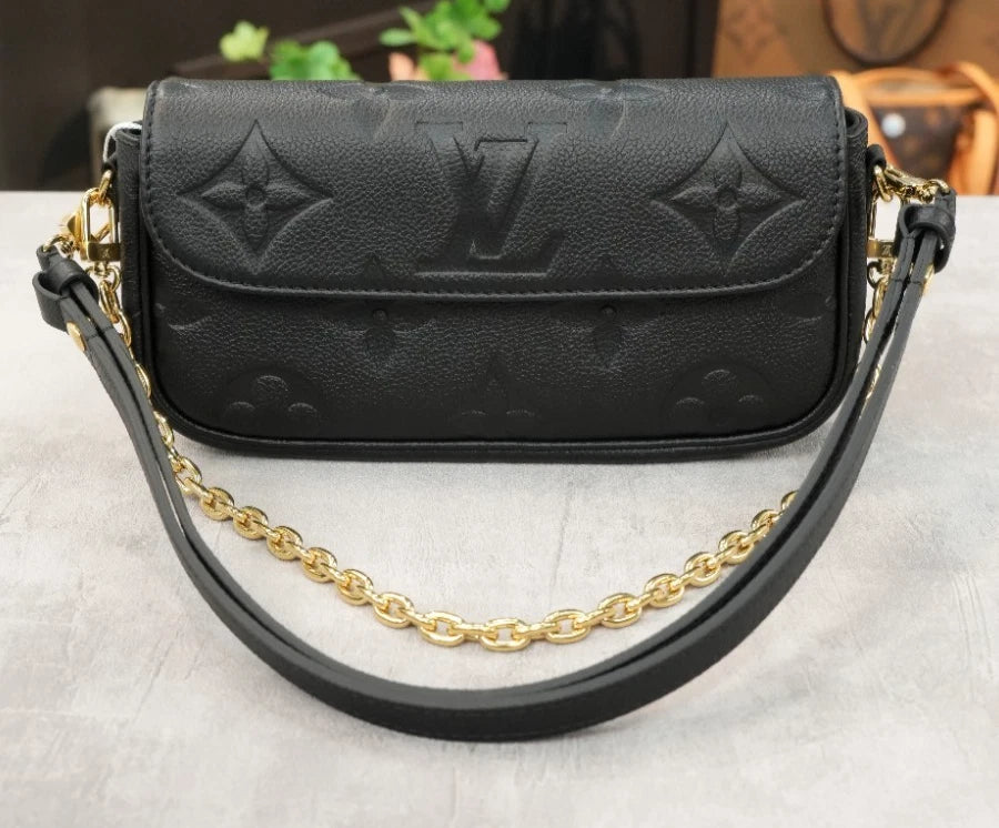 Louis Vuitton Ivy Chain Monogram Empreinte Black Gold Shoulder Bag Excellent