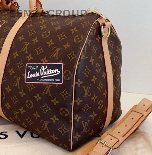 Louis Vuitton Keepall50 Monogram Top Handle Bag Crossbody Brown Unisex Adults
