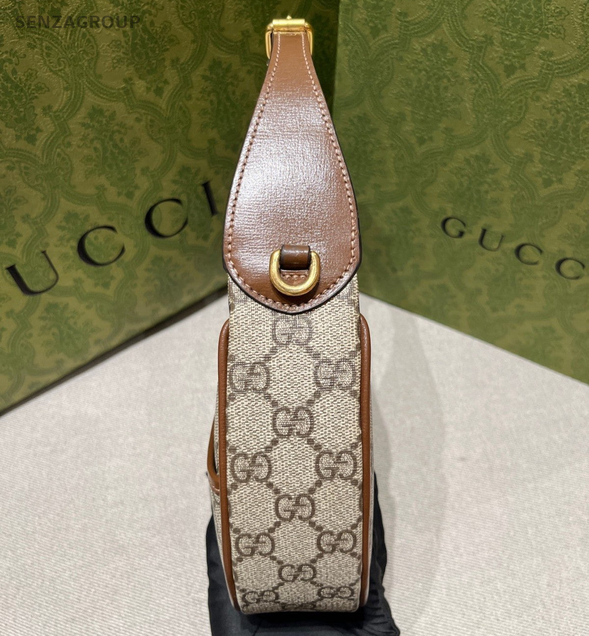 Gucci Ophidia Mini Chain Crossbody Shoulder Bag Brown Gold Women Classic Fashion