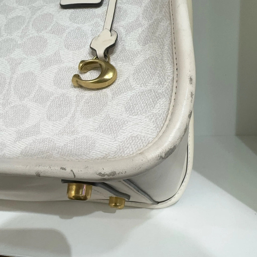 COACH Tyler 35 Women's Signature Canvas Calfskin Handbag Shoulder Bag