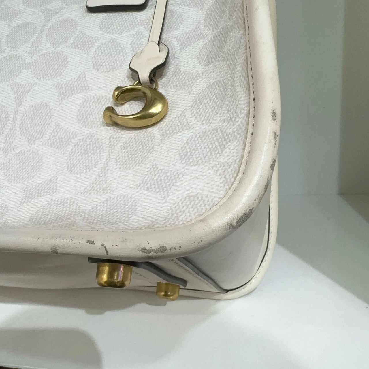 COACH Tyler 35 Women's Signature Canvas Calfskin Handbag Shoulder Bag