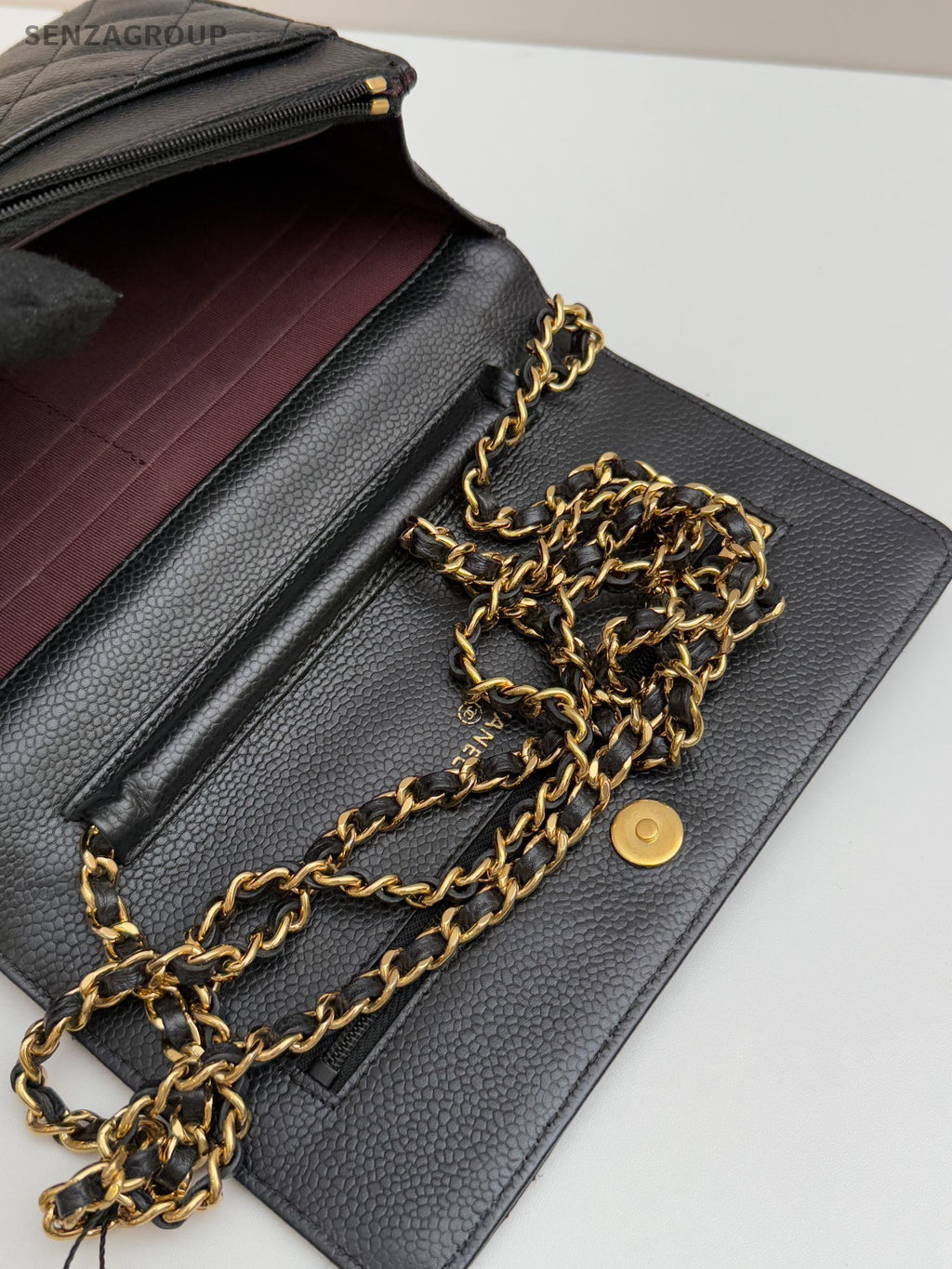 CHANEL Woc Diamond Pattern Calfskin Chain Shoulder bag Black Gold Women Classic