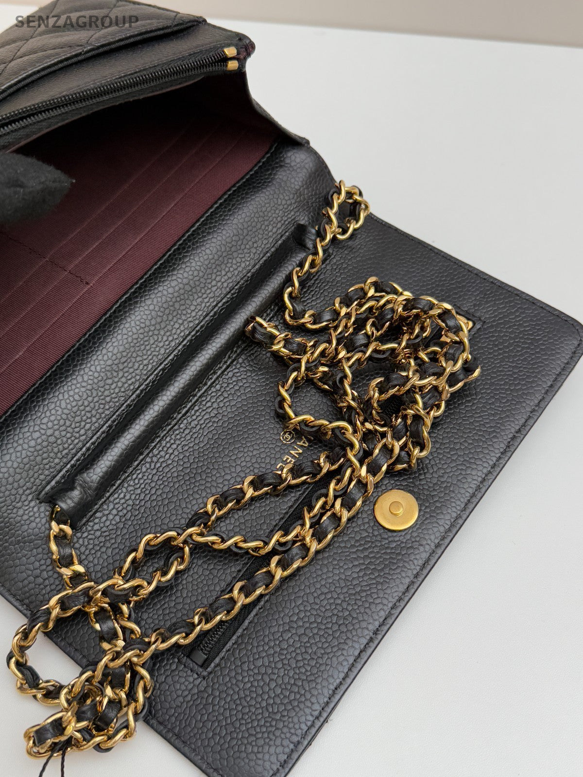 CHANEL Woc Diamond Pattern Calfskin Chain Shoulder bag Black Gold Women Classic