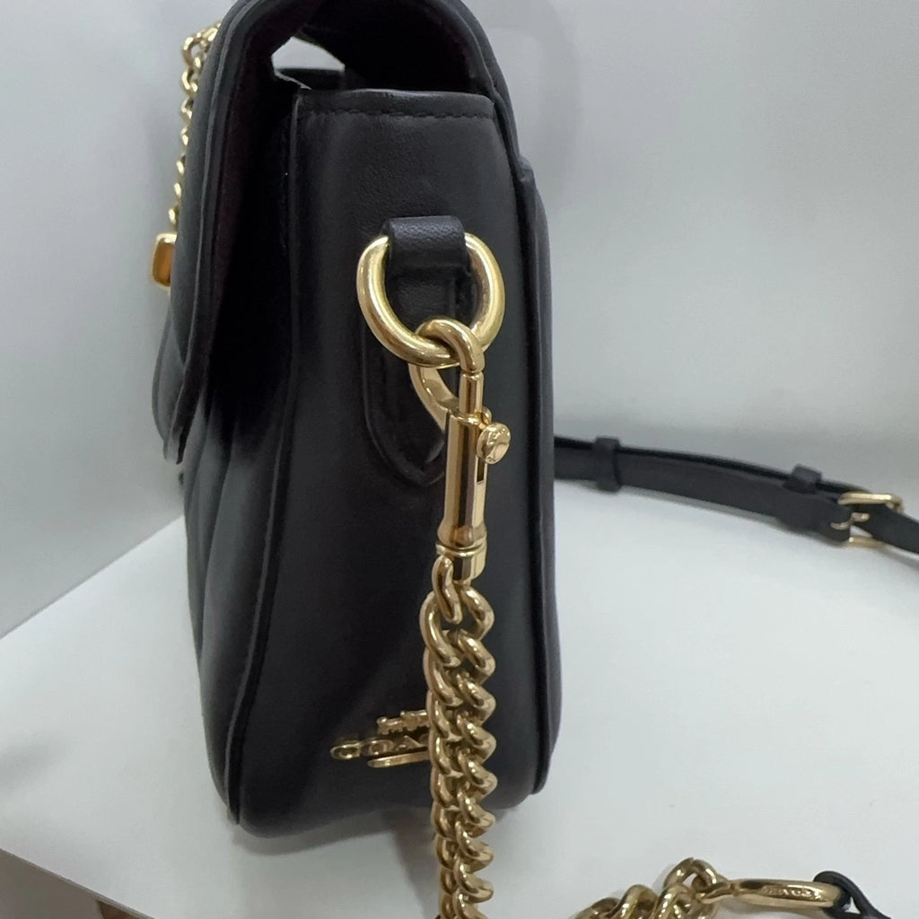 Coach Black Quilted Leather Marlie 24 Crossbody Handbag For Women