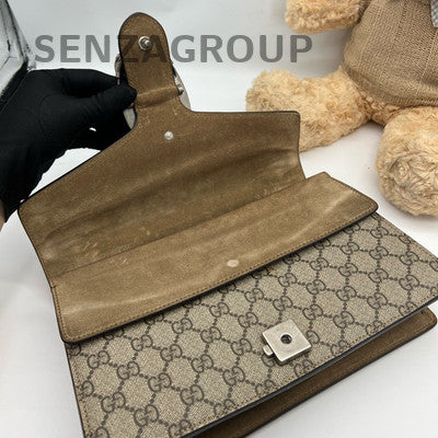 Gucci Dionysus Medium Chain Shoulder Crossbody Bag Brown Silver Hardware