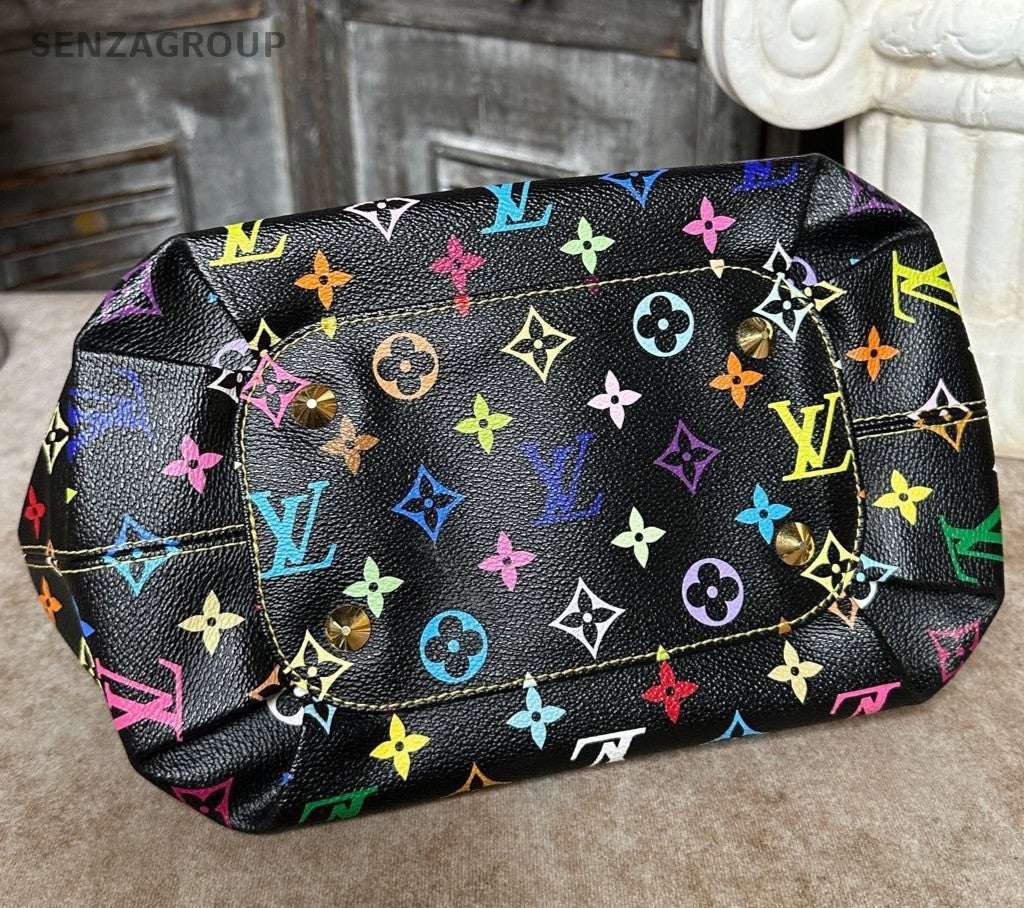 Louis Vuitton Annie PM Monogram Black Multicolor Top Handle Shoulder Bag Women