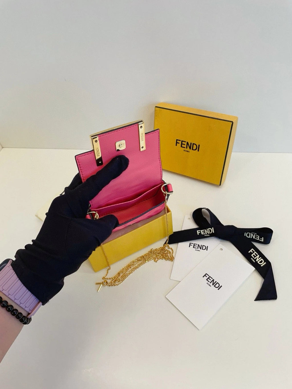 Fendi Nano Baguette Pink Super Mini Shoulder Bag For Women