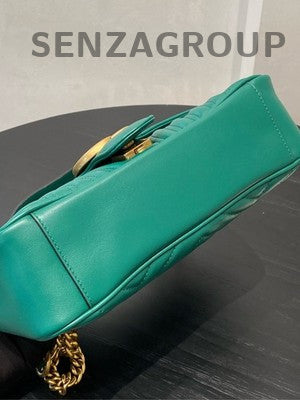 Gucci Marmont Medium Green Gold GG Chain Shoulder Bag for Women