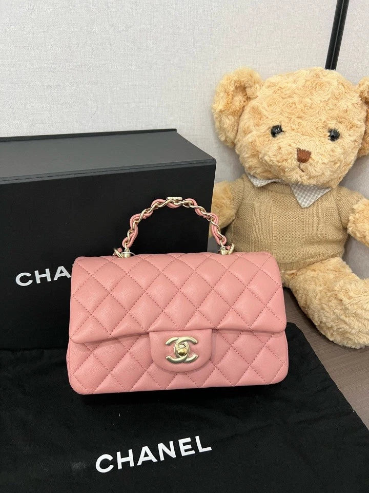 CHANEL Double CC Logo Handle CF Mini Crossbody Bag For Women