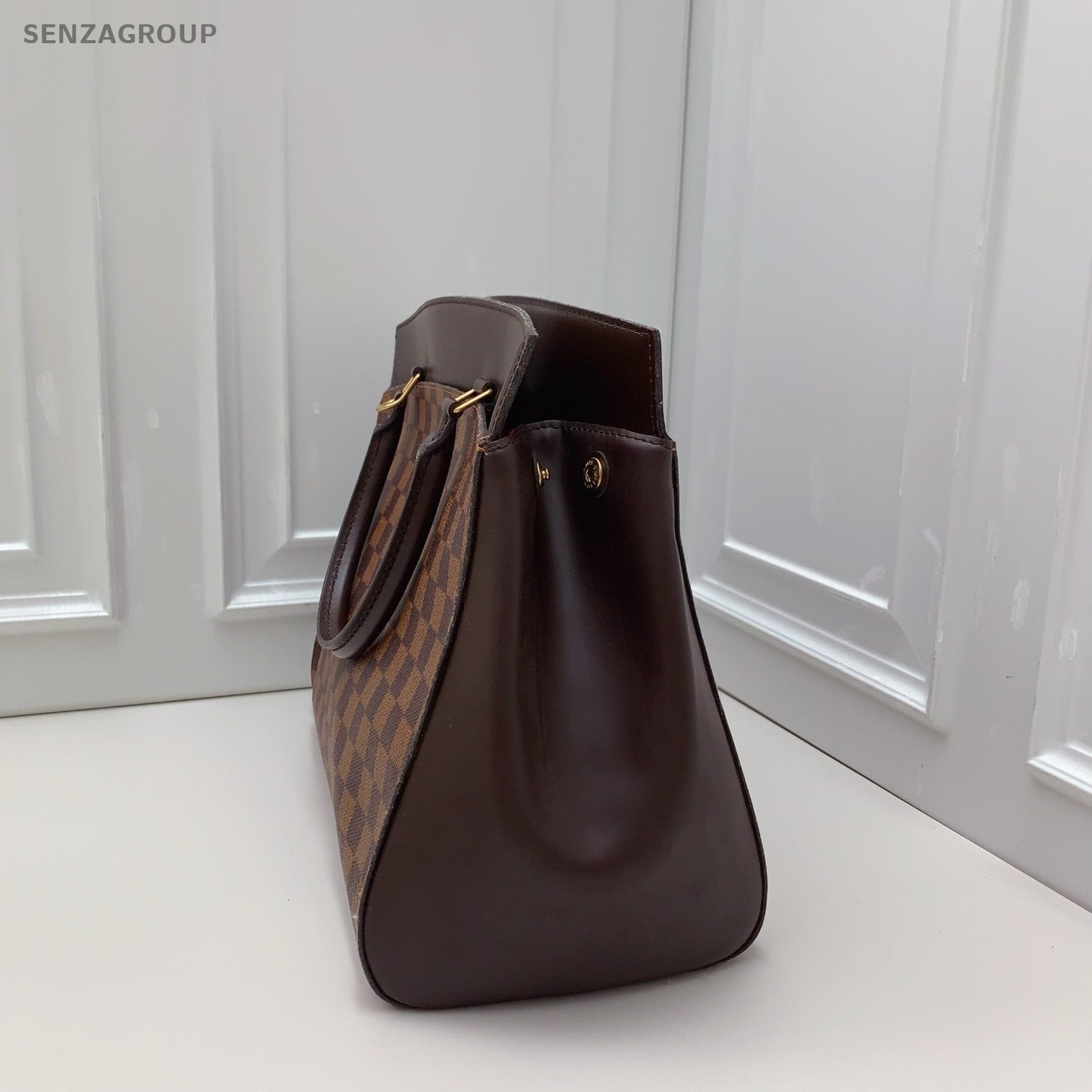 Louis Vuitton Damier Ebene Top Handle 2way Shoulder Handbag Brown