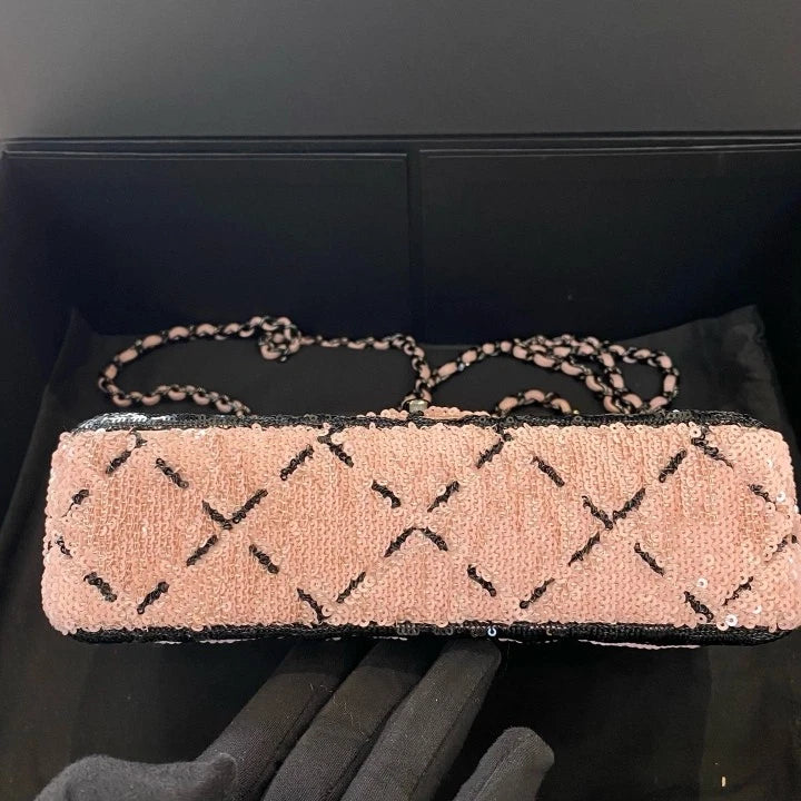 Chanel Classic Flap Big Mini Chain Shoulder Bag Crossbody Pink Black Women D