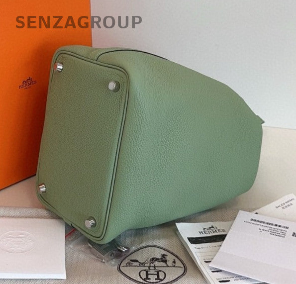 Hermes Picotin18 Top Handle Bag Green Silver Used Women Fashion Classic