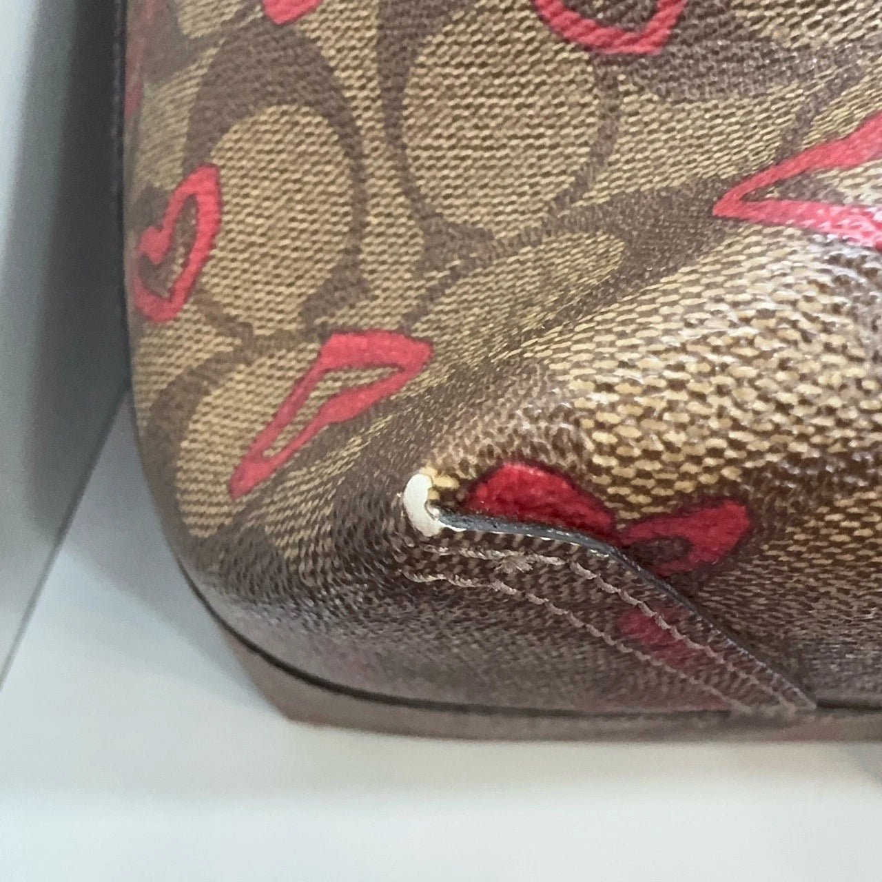 Coach City 33 Reversible Heart Print Canvas Tote Handbag For Women