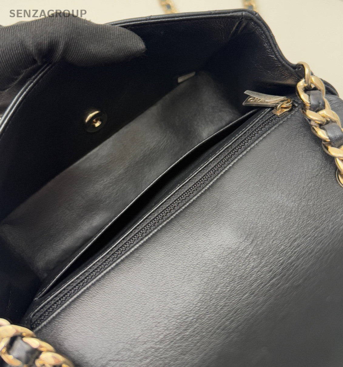 Chanel Classic Flap Mini Lambskin Chain Shoulder Bag Crossbody Black Gold Women